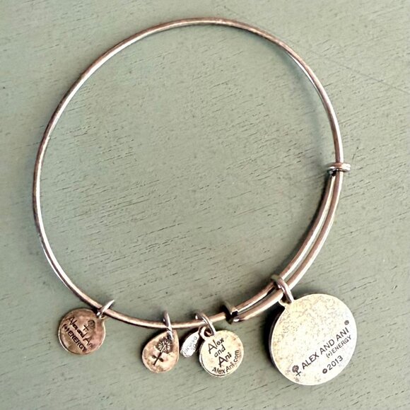Alex and Ani Claddagh Silver Plated Copper Charm Bangle 2013 Energy Series - Picture 4 of 11